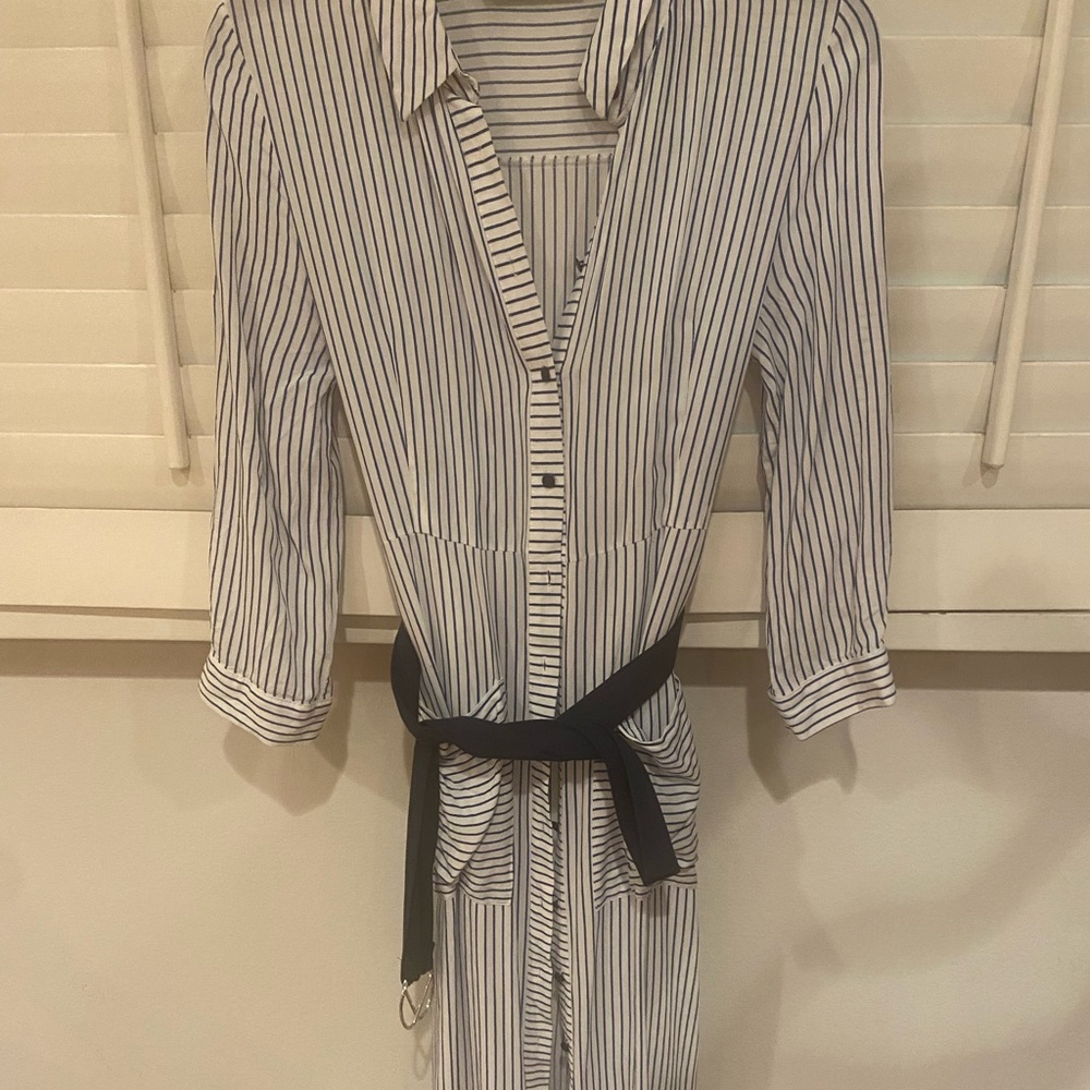 Zara midi shirt dress, stripe with belt